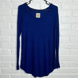Chaser Long Sleeve Thermal Waffle Knit Indigo Blue size Medium